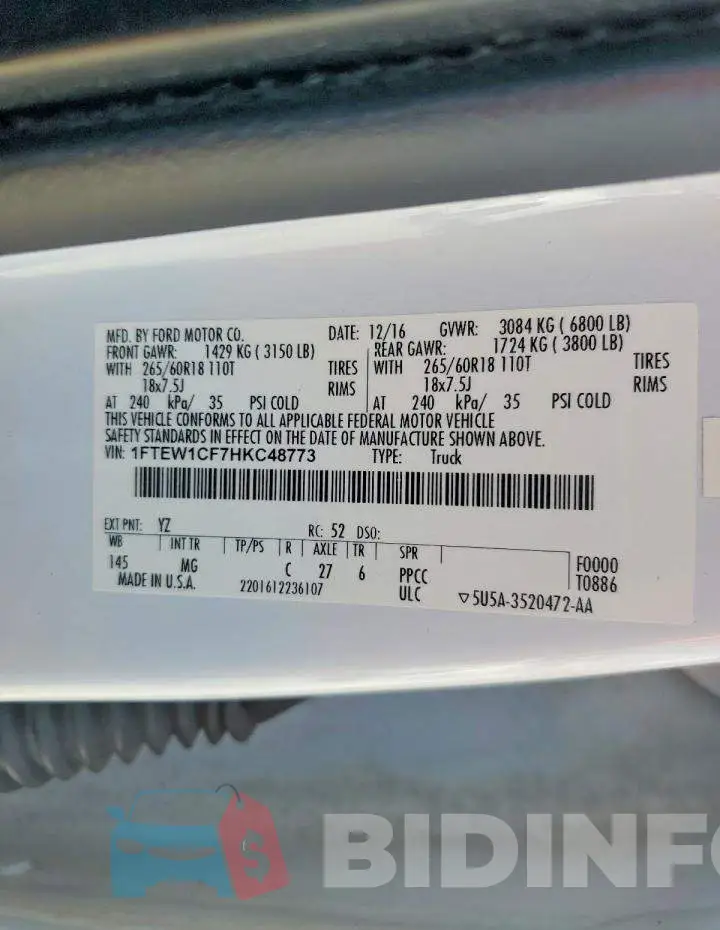 1FTEW1CF7HKC48773 Photo# 12