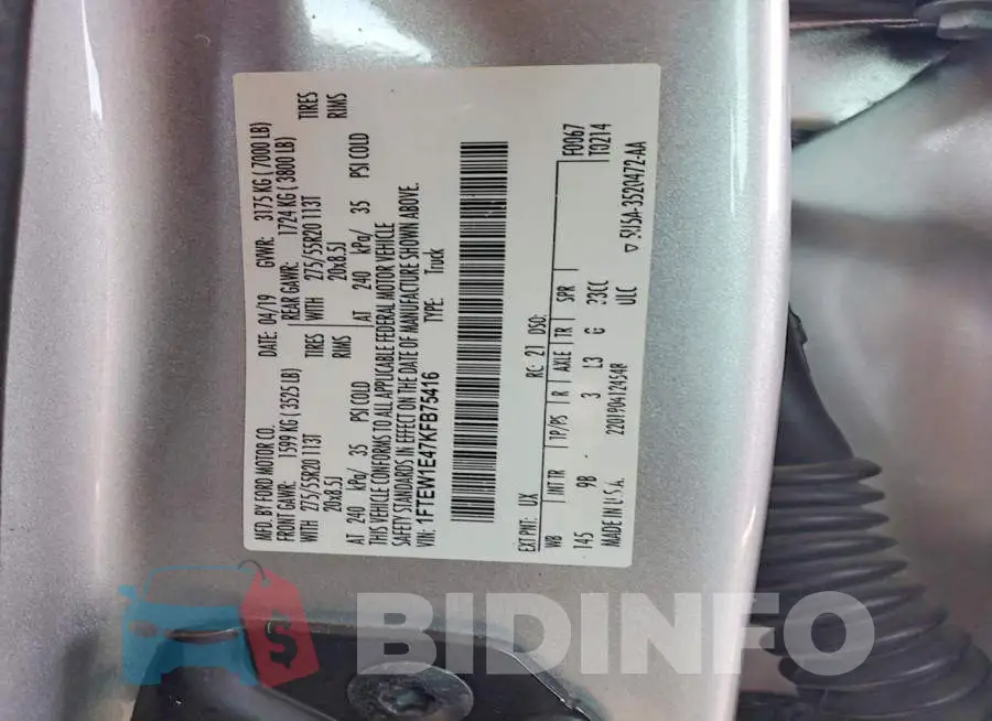 1FTEW1E47KFB75416 Photo# 12
