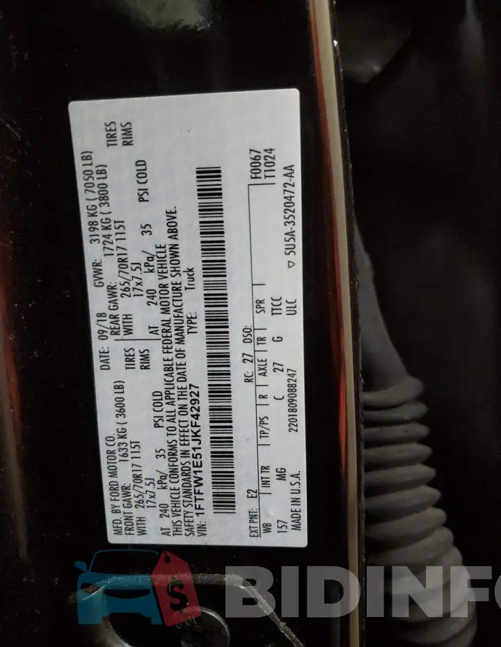 1FTFW1E51JKF42927 Photo# 13