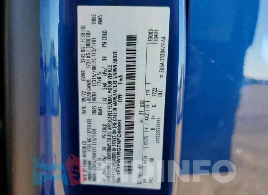 1FTFW1RG7NFC44991 Photo# 13
