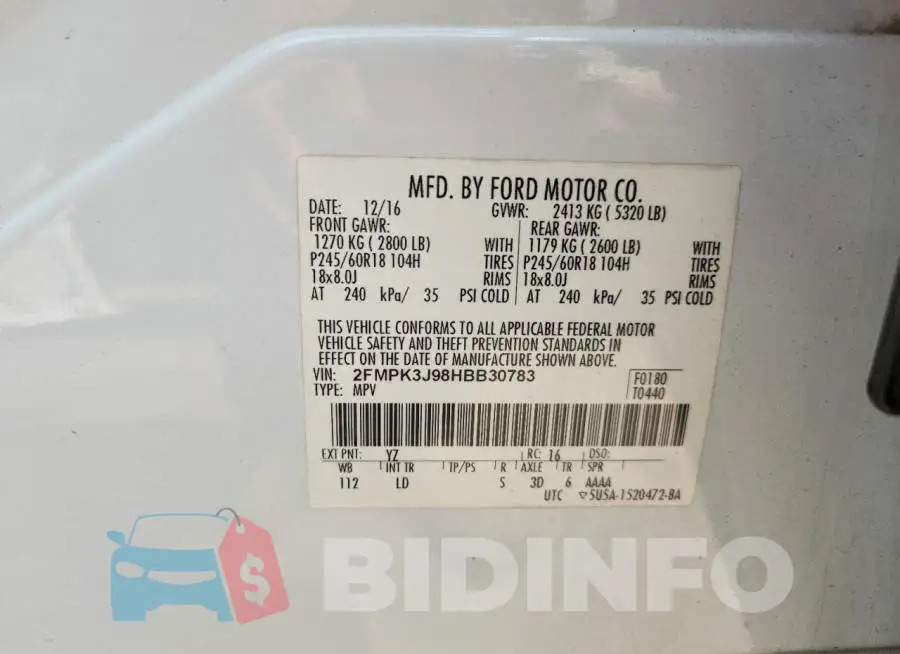 2FMPK3J98HBB30783 Photo# 13