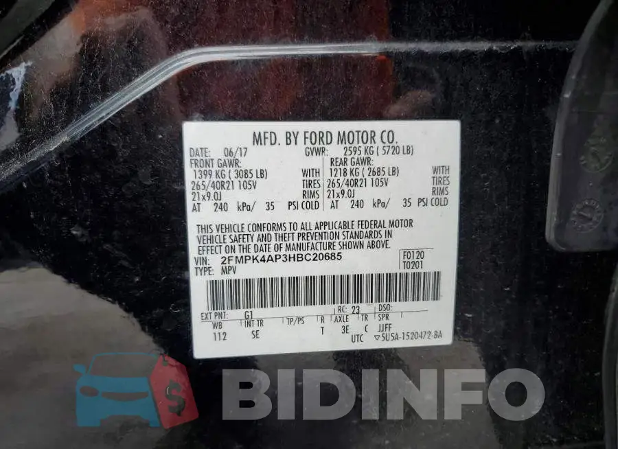 2FMPK4AP3HBC20685 Photo# 13