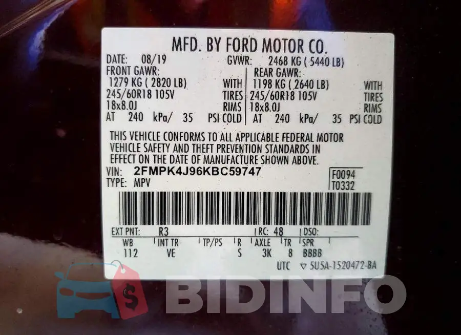2FMPK4J96KBC59747 Photo# 13