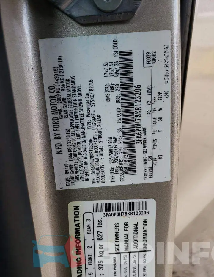 3FA6P0H78KR123206 Photo# 12
