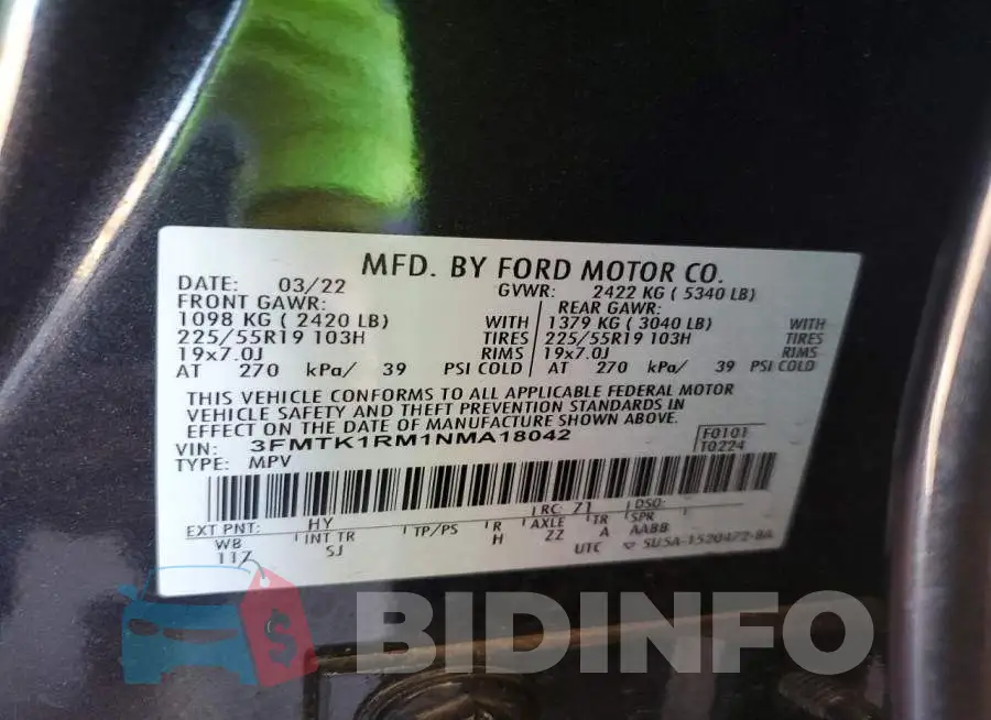 3FMTK1RM1NMA18042 Photo# 14