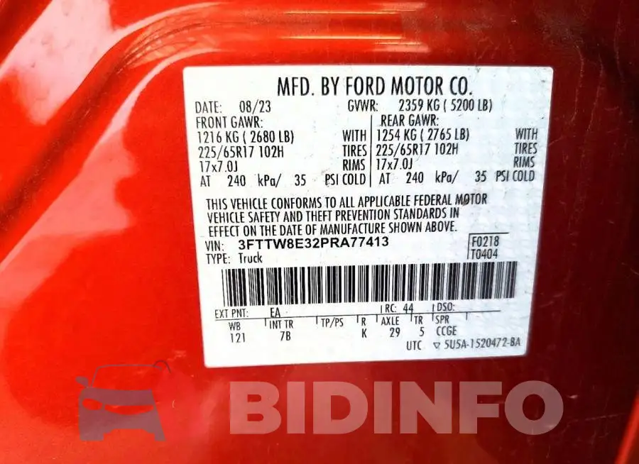 3FTTW8E32PRA77413 Photo# 13