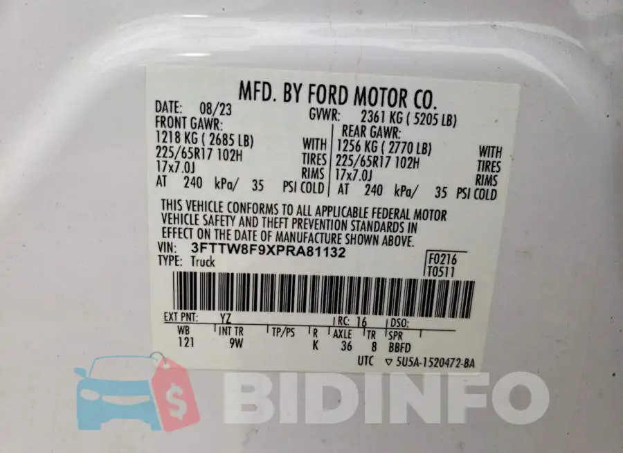 3FTTW8F9XPRA81132 Photo# 12