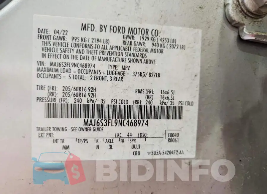MAJ6S3FL9NC468974 Photo# 14