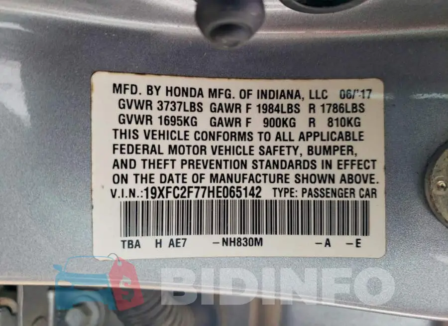 19XFC2F77HE065142 Photo# 12