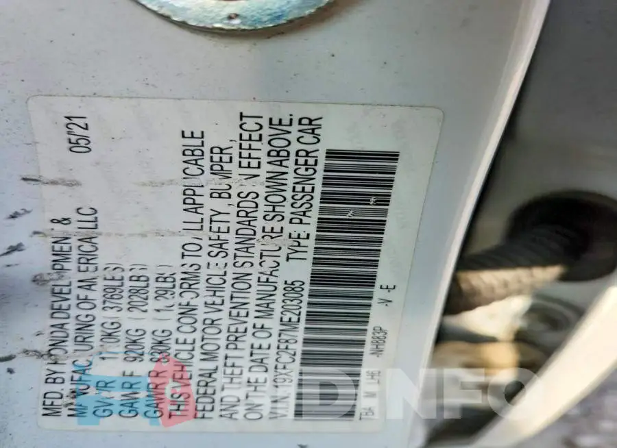 19XFC2F87ME203085 Photo# 12