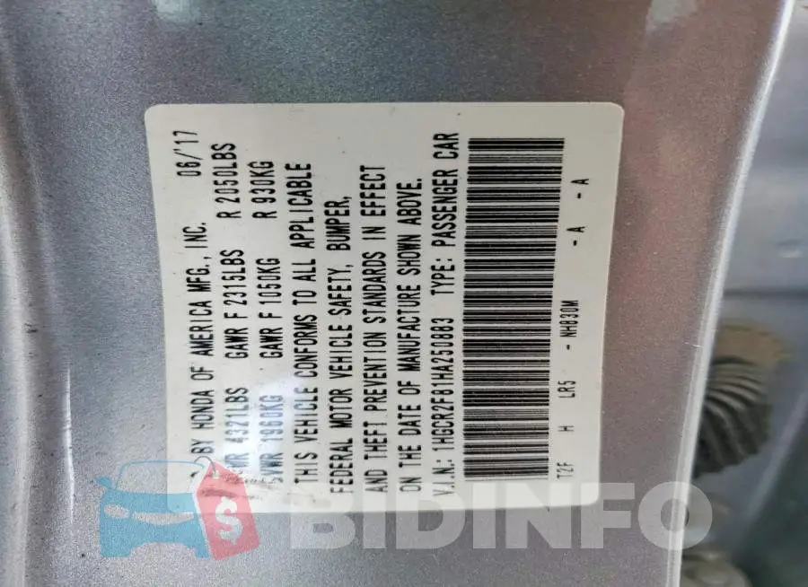 1HGCR2F81HA250883 Photo# 12
