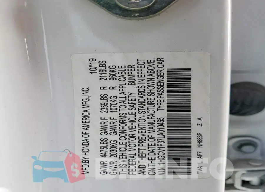 1HGCV1F37LA010465 Photo# 12