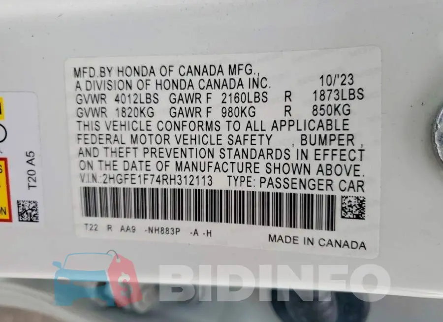 2HGFE1F74RH312113 Photo# 12