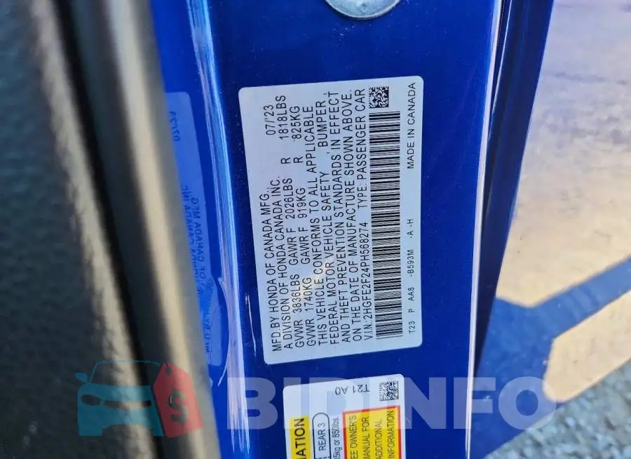 2HGFE2F24PH568274 Photo# 13