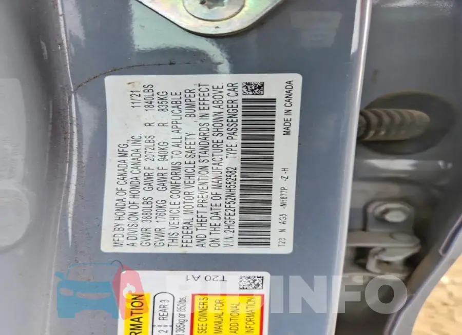 2HGFE2F52NH552582 Photo# 13