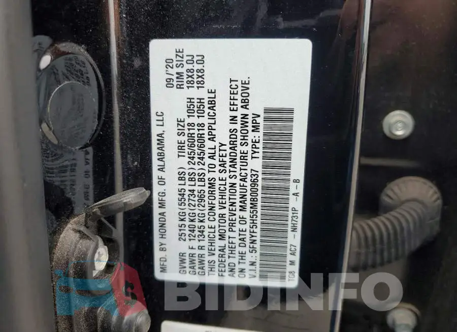 5FNYF5H55MB009637 Photo# 13