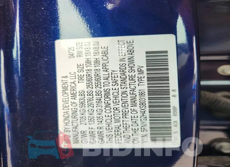 5FNYG2H4XSB031861 Photo# 13