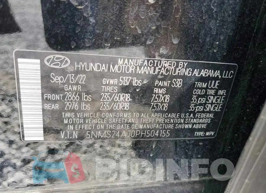 5NMS24AJ0PH504155 Photo# 13