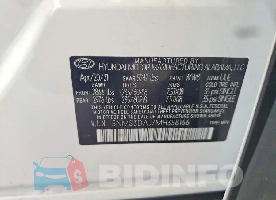5NMS3DAJ7MH358166 Photo# 13