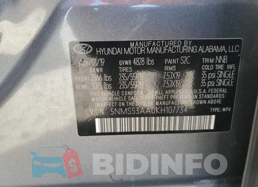 5NMS53AA0KH107734 Photo# 13