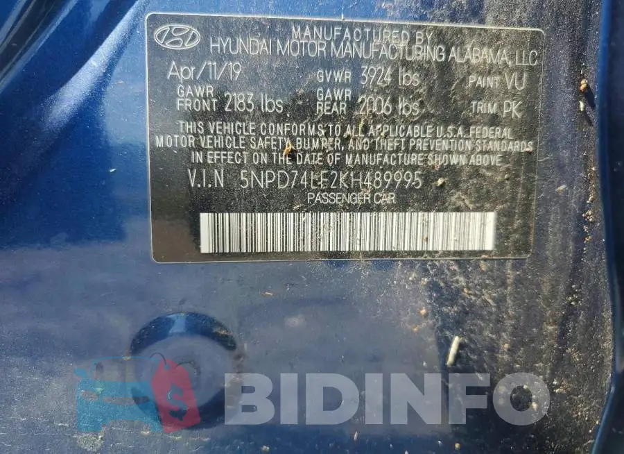 5NPD74LF2KH489995 Photo# 12