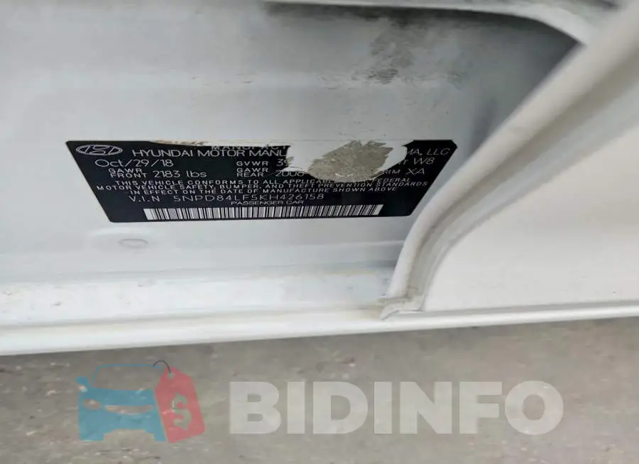 5NPD84LF5KH426158 Photo# 12