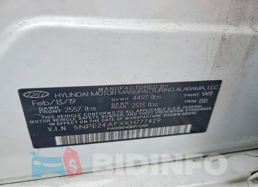5NPE24AFXKH777429 Photo# 13
