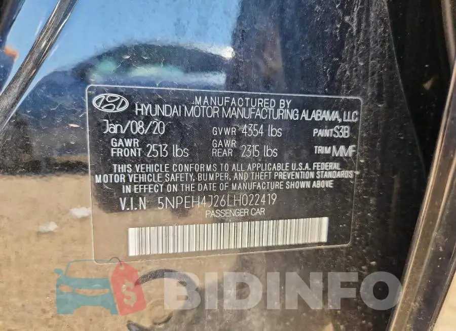 5NPEH4J26LH022419 Photo# 12
