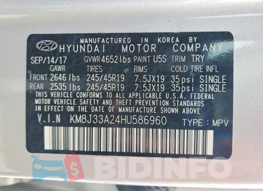 KM8J33A24HU586960 Photo# 13