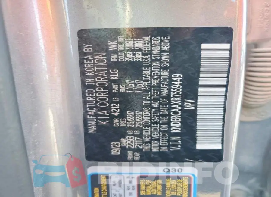 KNDERCAAXR7559449 Photo# 13