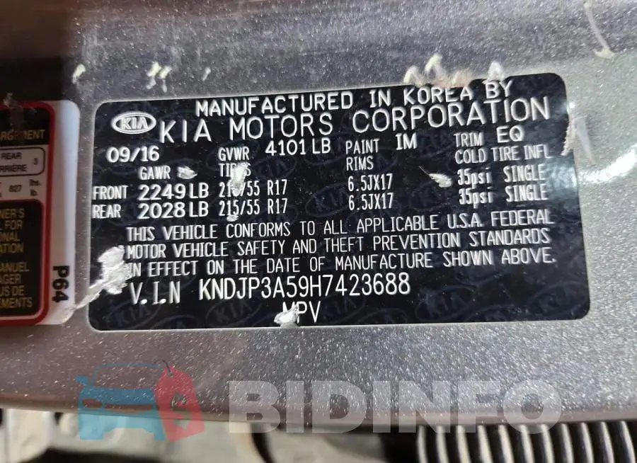 KNDJP3A59H7423688 Photo# 13