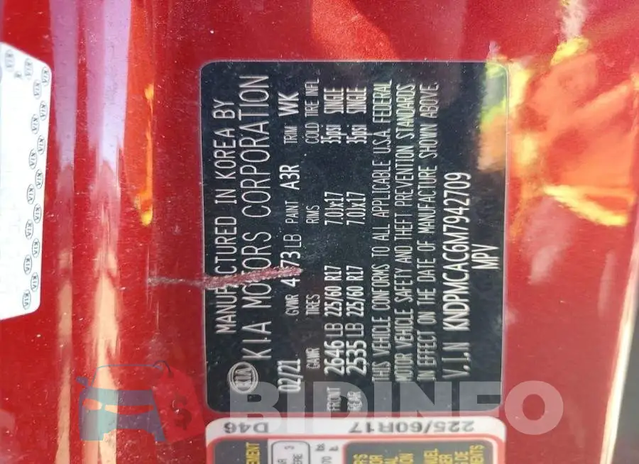 KNDPMCAC6M7942709 Photo# 13