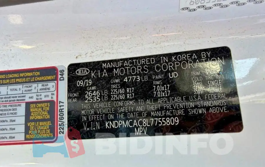 KNDPMCAC8L7755809 Photo# 10