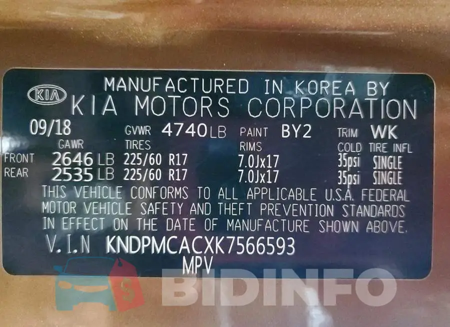KNDPMCACXK7566593 Photo# 13