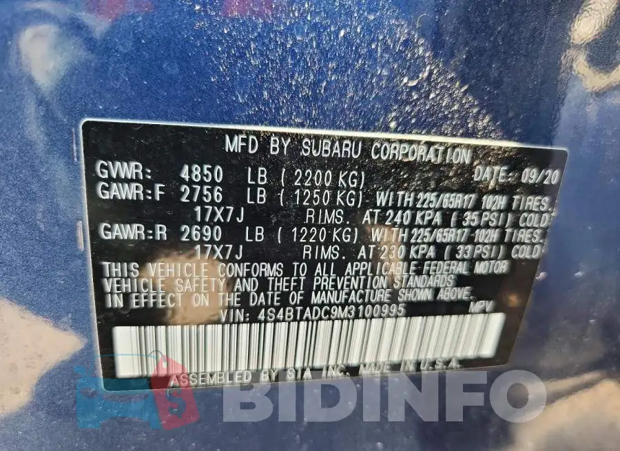 4S4BTADC9M3100995 Photo# 13