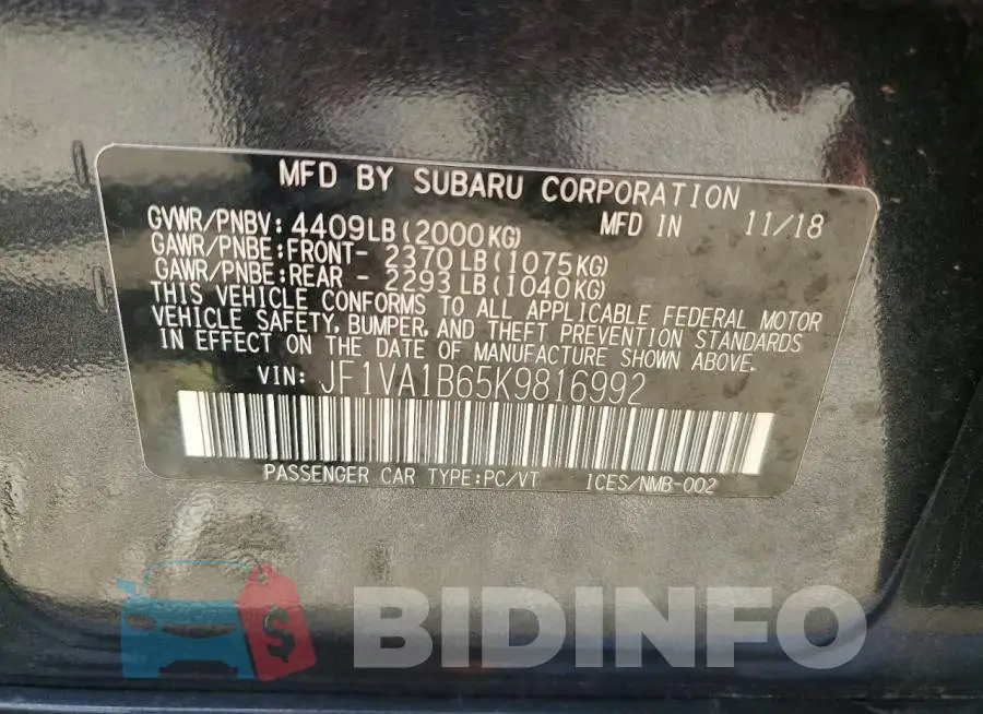 JF1VA1B65K9816992 Photo# 12