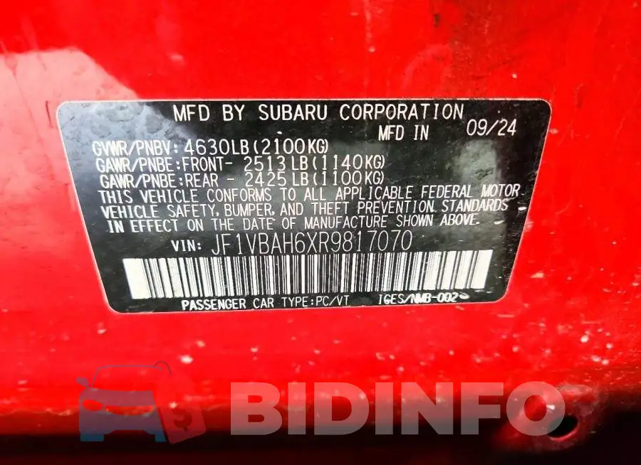 JF1VBAH6XR9817070 Photo# 12