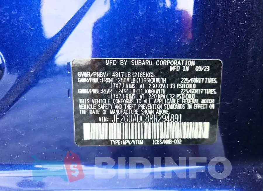 JF2GUADC8RH294891 Photo# 13