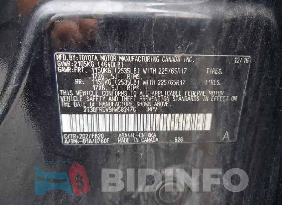 2T3BFREV9HW582476 Photo# 13