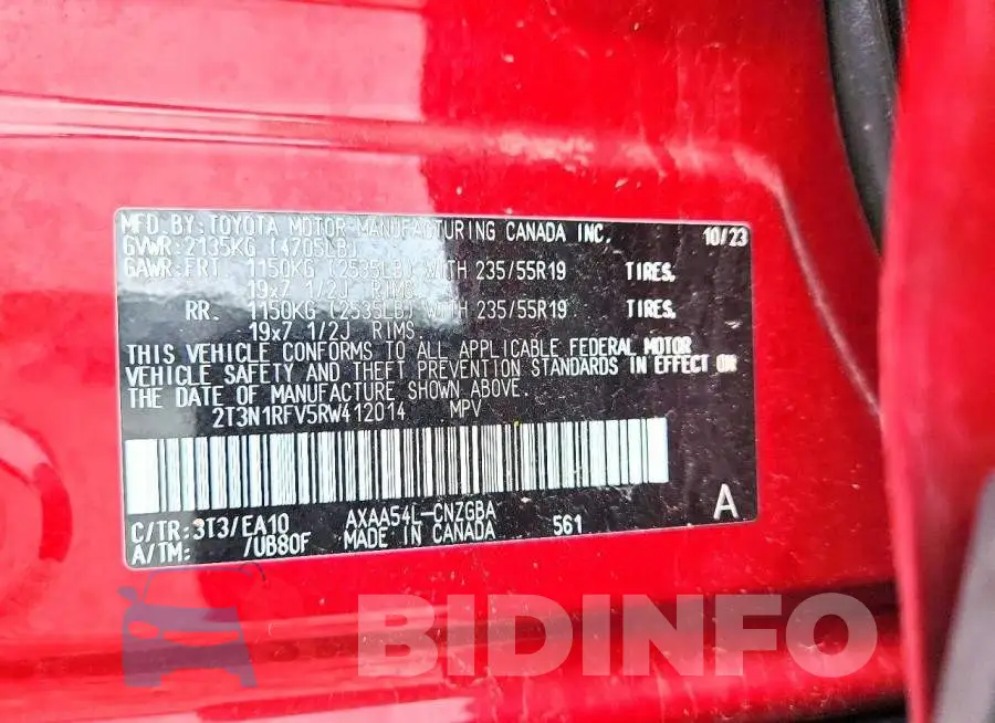 2T3N1RFV5RW412014 Photo# 13