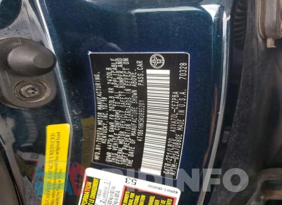 4T1B61HK5KU695201 Photo# 8