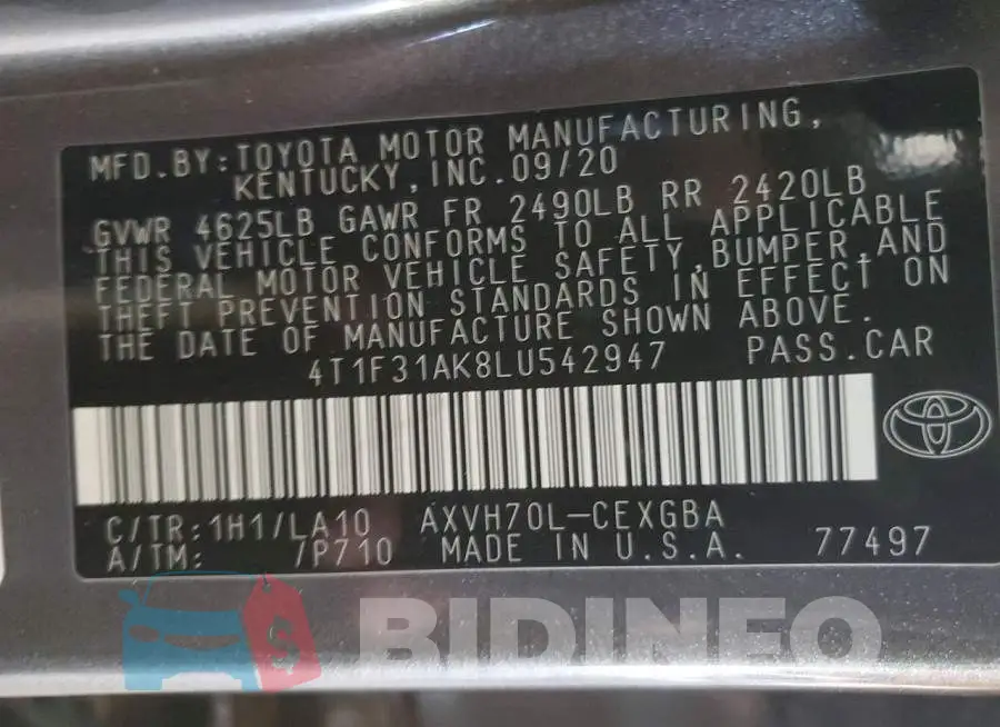 4T1F31AK8LU542947 Photo# 12