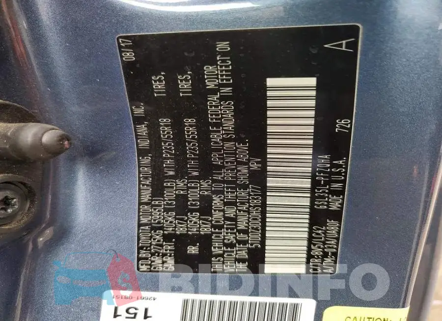 5TDDZ3DC0HS183177 Photo# 13