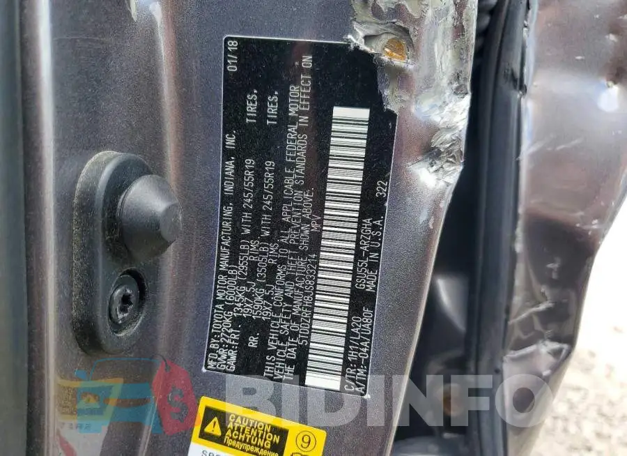 5TDDZRFH8JS833214 Photo# 13