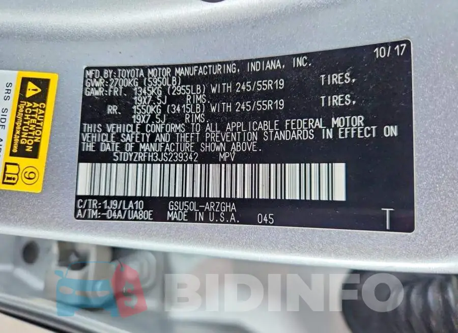 5TDYZRFH3JS239342 Photo# 13