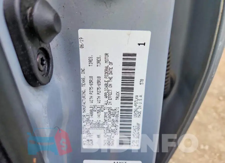 5TFHY5F10KX863271 Photo# 12