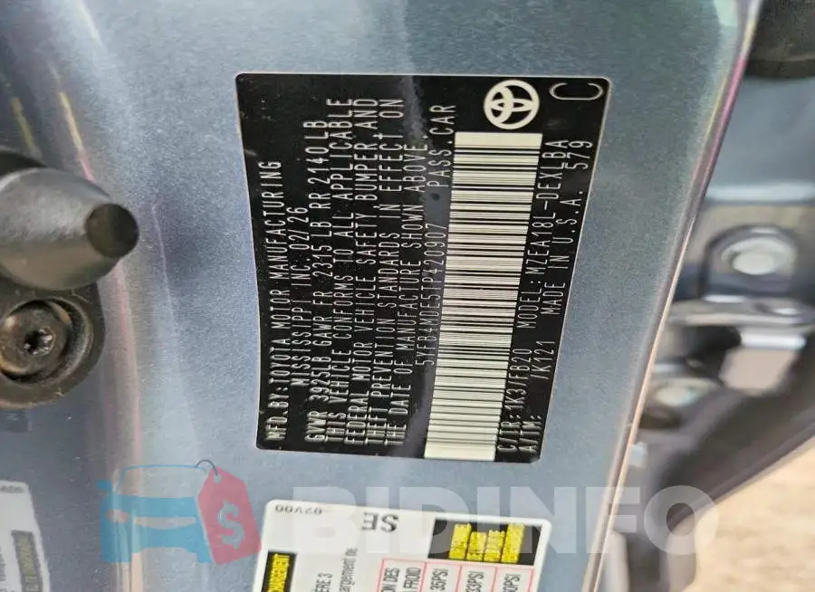 5YFB4MDE5TP420907 Photo# 12