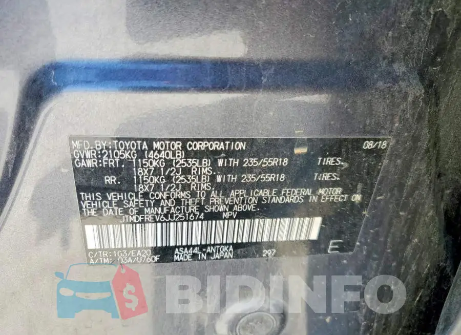 JTMDFREV6JJ251674 Photo# 13