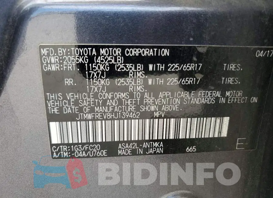 JTMWFREV8HJ139462 Photo# 14