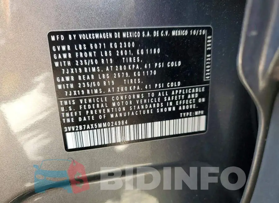 3VV2B7AX5MM024984 Photo# 13